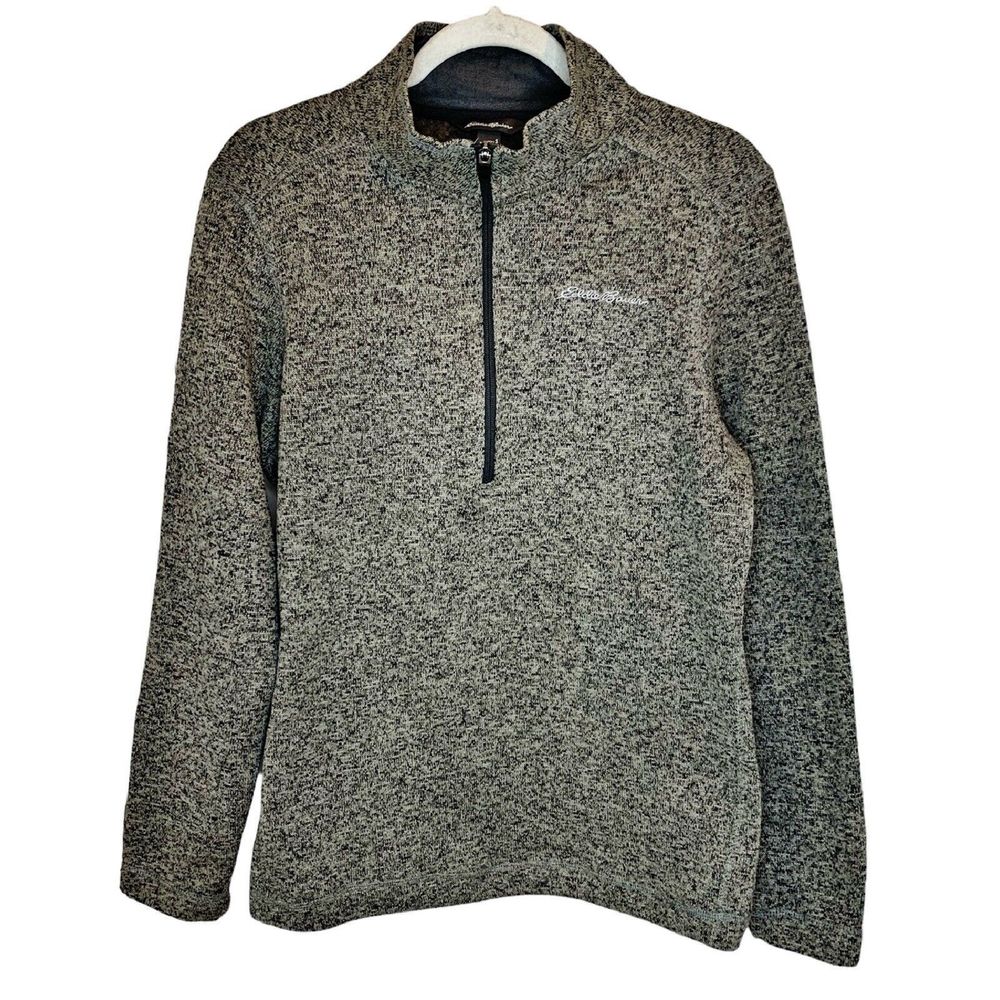 Eddie Bauer 1/4 Quarter Zip Pullover Sweater Fleece Charcoal Heather Gray- Small